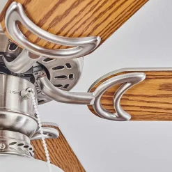 Ventilateur De Plafond Apiao Brun, Couleur Bois, Argente, 1 Lumiere