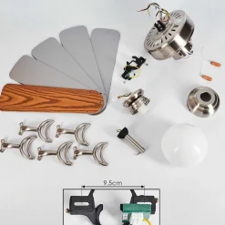 Ventilateur De Plafond Apiao Brun, Couleur Bois, Argente, 1 Lumiere