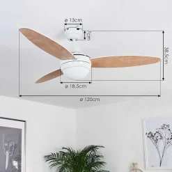 Ventilateur De Plafond Beltiglio Bois Fonce, Blanc, 2 Lumieres, Telecommandes