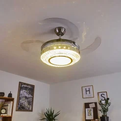 Ventilateur De Plafond Bendigo Led Nickel Mat, Transparent, 1 Lumiere