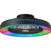 Ventilateur De Plafond Brilliant Mazzaro Led Noir, 1 Lumiere, Telecommandes, Changeur De Couleurs