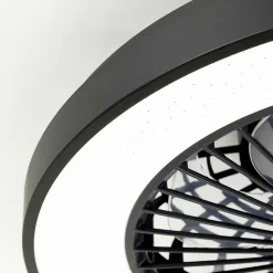 Ventilateur De Plafond Brilliant Mazzaro Led Noir, 1 Lumiere, Telecommandes, Changeur De Couleurs