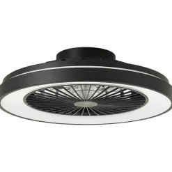 Ventilateur De Plafond Brilliant Mazzaro Led Noir, 1 Lumiere, Telecommandes, Changeur De Couleurs
