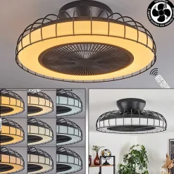 Ventilateur De Plafond Burmeister Led Noir, 1 Lumiere, Telecommandes