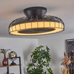 Ventilateur De Plafond Burmeister Led Noir, 1 Lumiere, Telecommandes