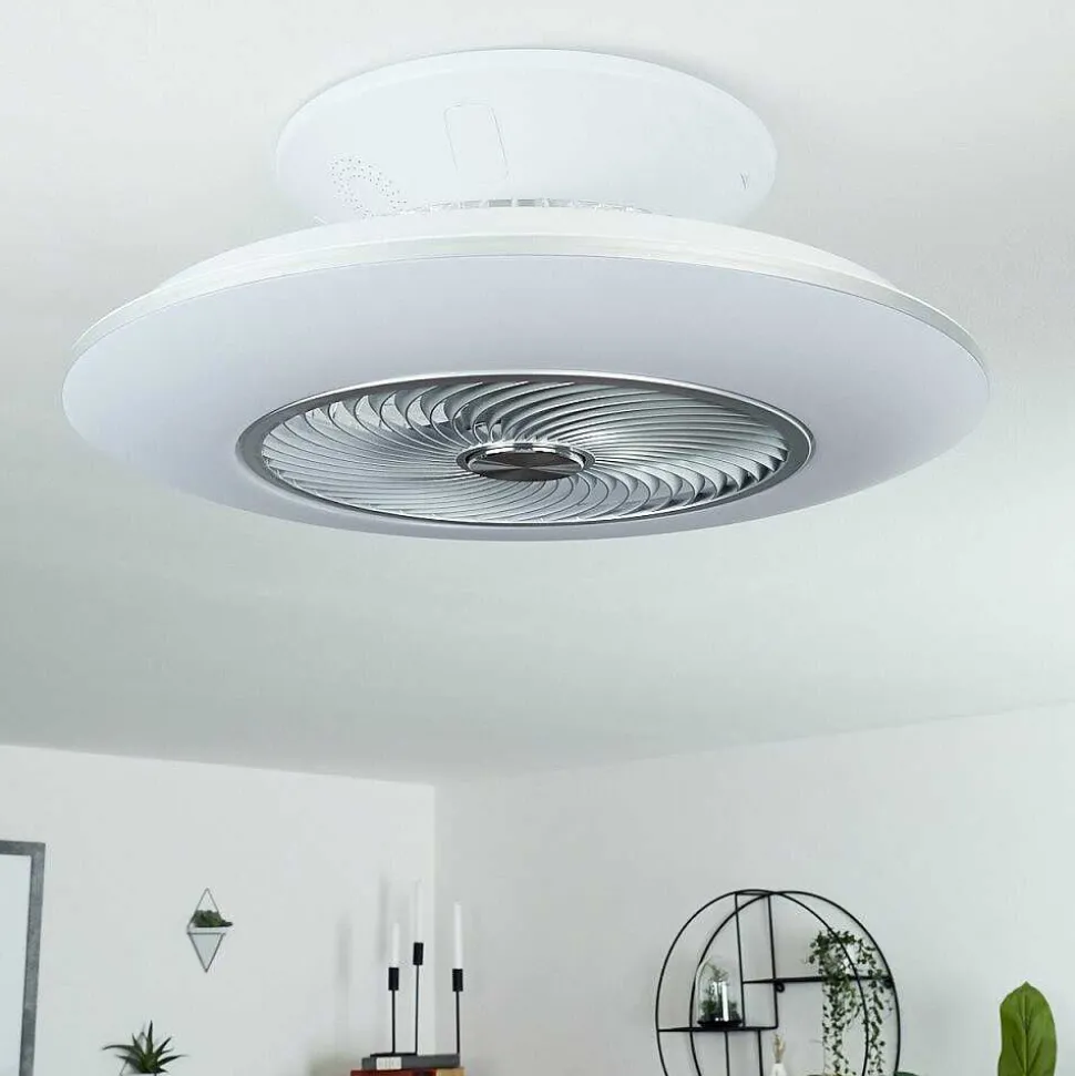 Ventilateur De Plafond Chaville Led Blanc, 1 Lumiere, Telecommandes