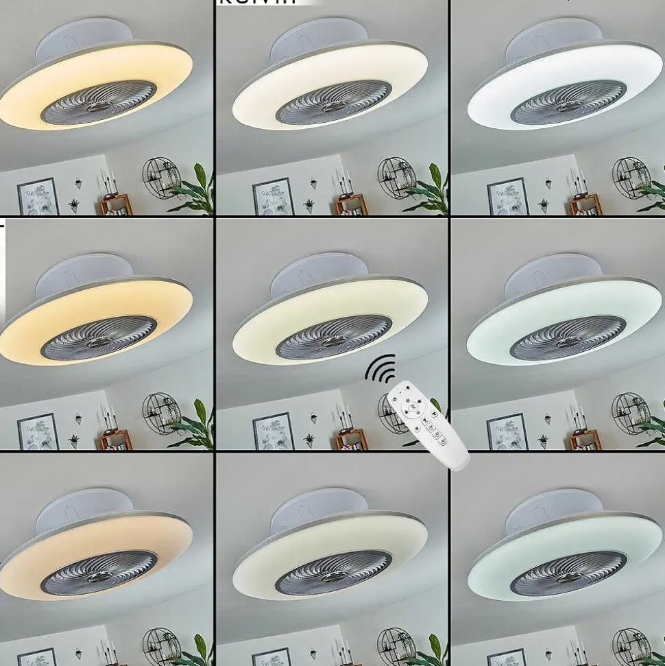 Ventilateur De Plafond Chaville Led Blanc, 1 Lumiere, Telecommandes