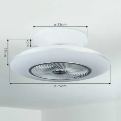 Ventilateur De Plafond Chaville Led Blanc, 1 Lumiere, Telecommandes