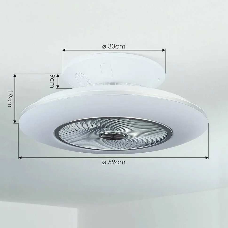 Ventilateur De Plafond Chaville Led Blanc, 1 Lumiere, Telecommandes