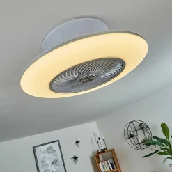 Ventilateur De Plafond Chaville Led Blanc, 1 Lumiere, Telecommandes