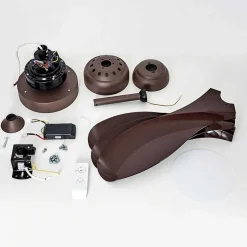 Ventilateur De Plafond Doha Led Brun, 1 Lumiere, Telecommandes