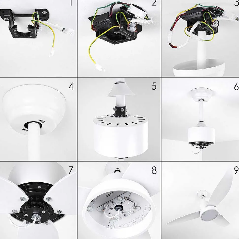 Ventilateur De Plafond Doha Led Blanc, 1 Lumiere, Telecommandes