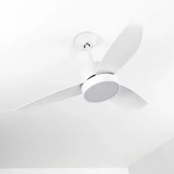 Ventilateur De Plafond Doha Led Blanc, 1 Lumiere, Telecommandes