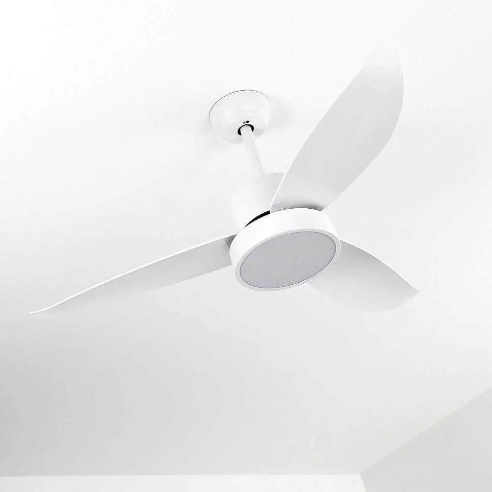 Ventilateur De Plafond Doha Led Blanc, 1 Lumiere, Telecommandes