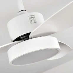 Ventilateur De Plafond Doha Led Blanc, 1 Lumiere, Telecommandes