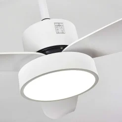 Ventilateur De Plafond Doha Led Blanc, 1 Lumiere, Telecommandes