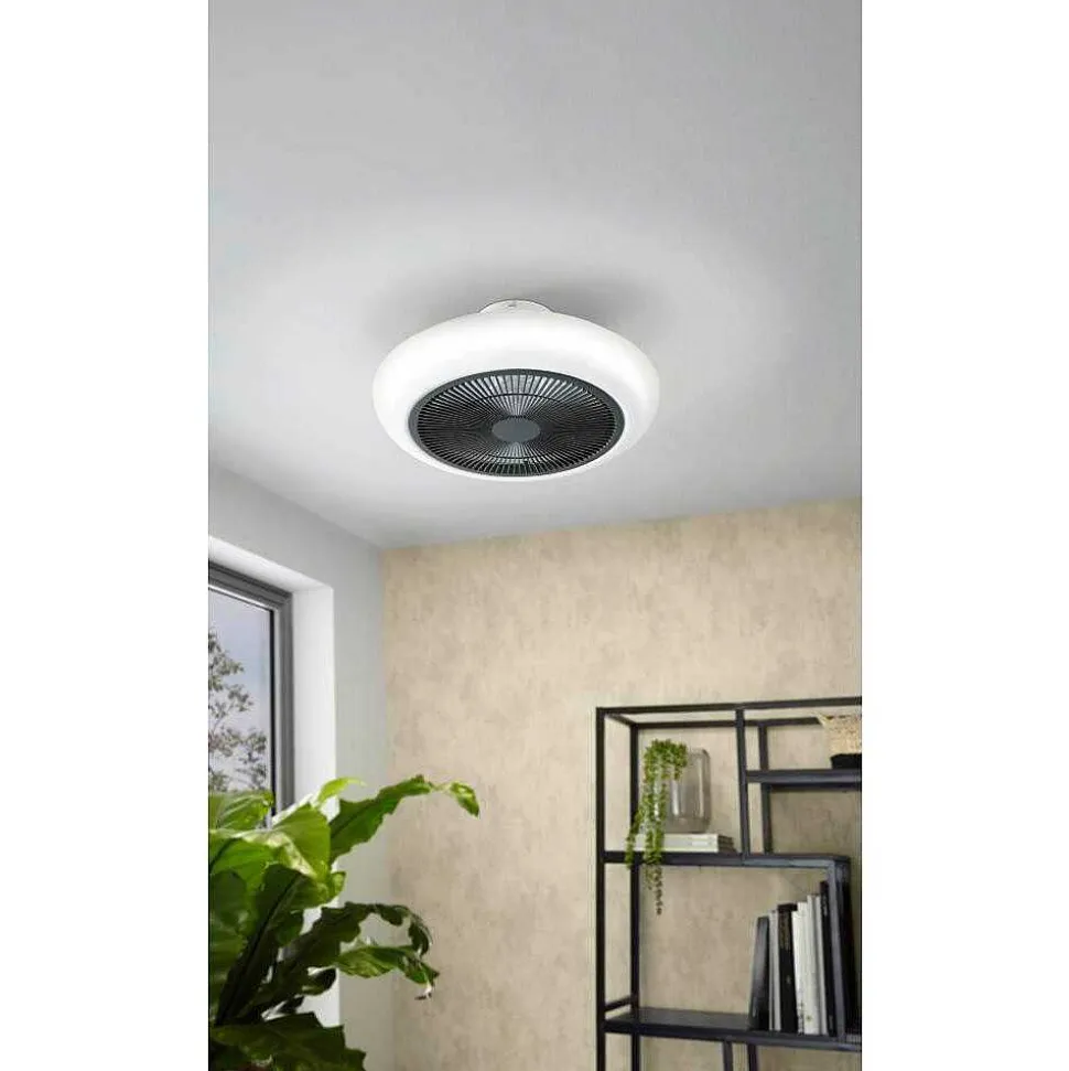 Ventilateur De Plafond Eglo Sayulita Led Noir, Blanc, 3 Lumieres