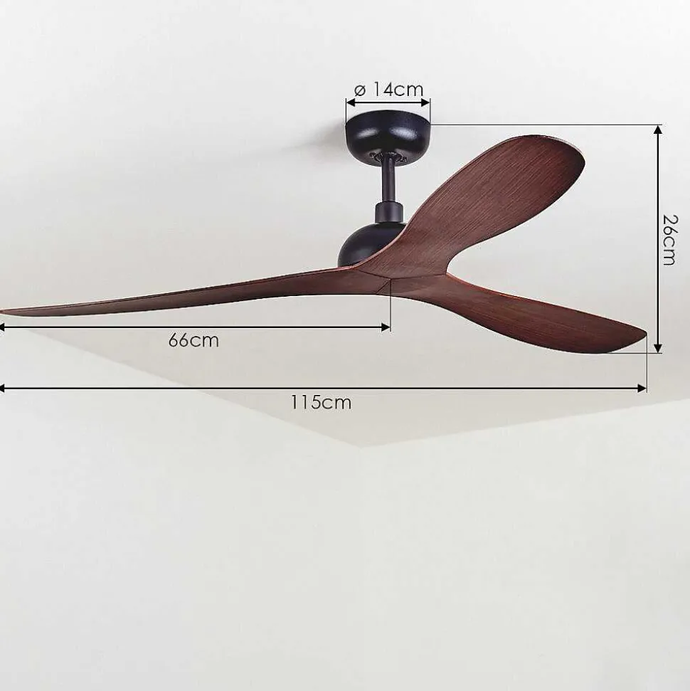 Ventilateur De Plafond Follseland Brun, Couleur Bois, Noir, Telecommandes