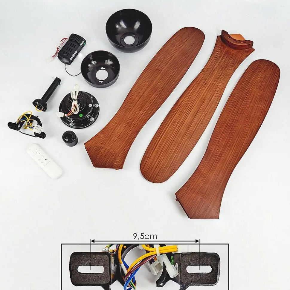 Ventilateur De Plafond Follseland Brun, Couleur Bois, Noir, Telecommandes