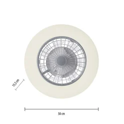 Ventilateur De Plafond Leuchten-Direkt Patrick Led Argente, 1 Lumiere, Telecommandes, Changeur De Couleurs