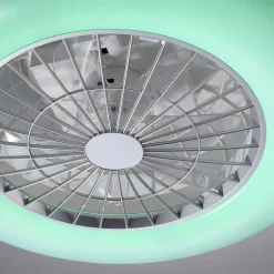 Ventilateur De Plafond Leuchten-Direkt Patrick Led Argente, 1 Lumiere, Telecommandes, Changeur De Couleurs