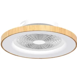 Ventilateur De Plafond Mantra Tibet Led Bois Fonce, Blanc, 1 Lumiere, Telecommandes