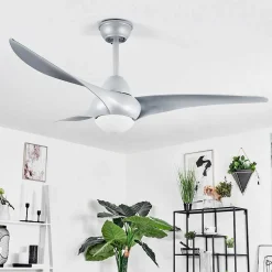 Ventilateur De Plafond Malloa Led Titane, 1 Lumiere, Telecommandes