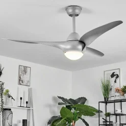 Ventilateur De Plafond Malloa Led Titane, 1 Lumiere, Telecommandes