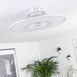 Ventilateur De Plafond Marmorta Led Blanc, 1 Lumiere, Telecommandes