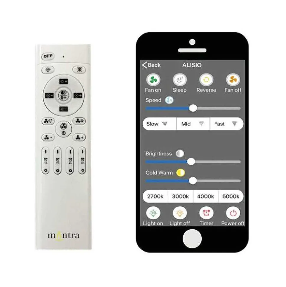 Ventilateur De Plafond Mantra Alisio Led Chrome, Gris, 1 Lumiere, Telecommandes