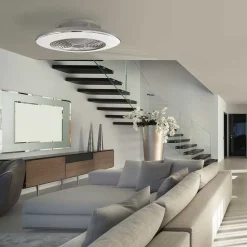 Ventilateur De Plafond Mantra Alisio Led Chrome, Gris, 1 Lumiere, Telecommandes