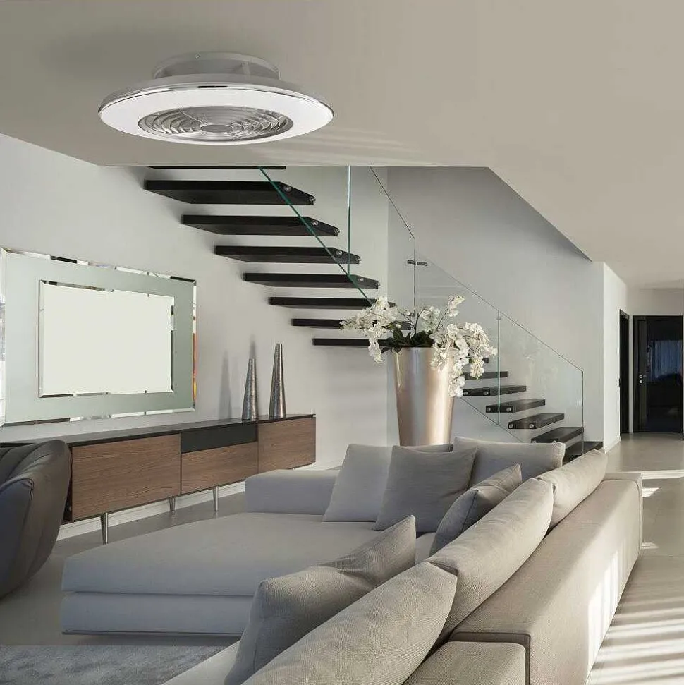 Ventilateur De Plafond Mantra Alisio Led Chrome, Gris, 1 Lumiere, Telecommandes