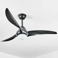 Ventilateur De Plafond Malloa Led Noir, 1 Lumiere, Telecommandes