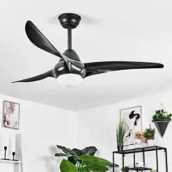 Ventilateur De Plafond Malloa Led Noir, 1 Lumiere, Telecommandes