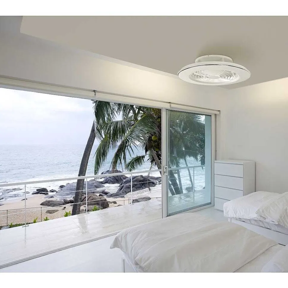Ventilateur De Plafond Mantra Alisio Led Blanc, 1 Lumiere, Telecommandes