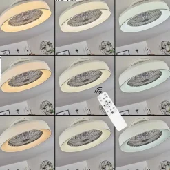 Ventilateur De Plafond Moli Led Blanc, 1 Lumiere, Telecommandes