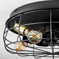 Ventilateur De Plafond Moscavide Laiton, Noir, 4 Lumieres, Telecommandes