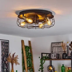 Ventilateur De Plafond Moscavide Laiton, Noir, 4 Lumieres, Telecommandes