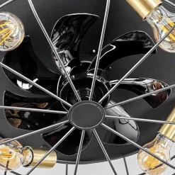 Ventilateur De Plafond Moscavide Laiton, Noir, 4 Lumieres, Telecommandes