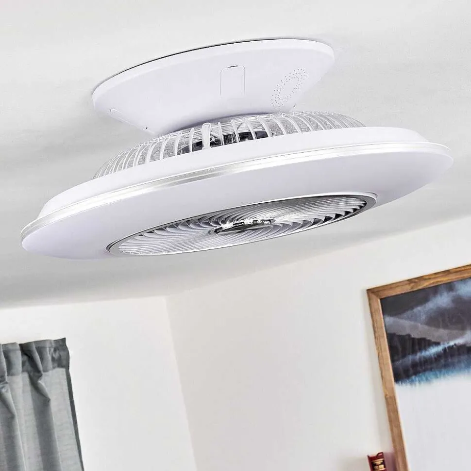 Ventilateur De Plafond Nagoya Led Blanc, 1 Lumiere, Telecommandes