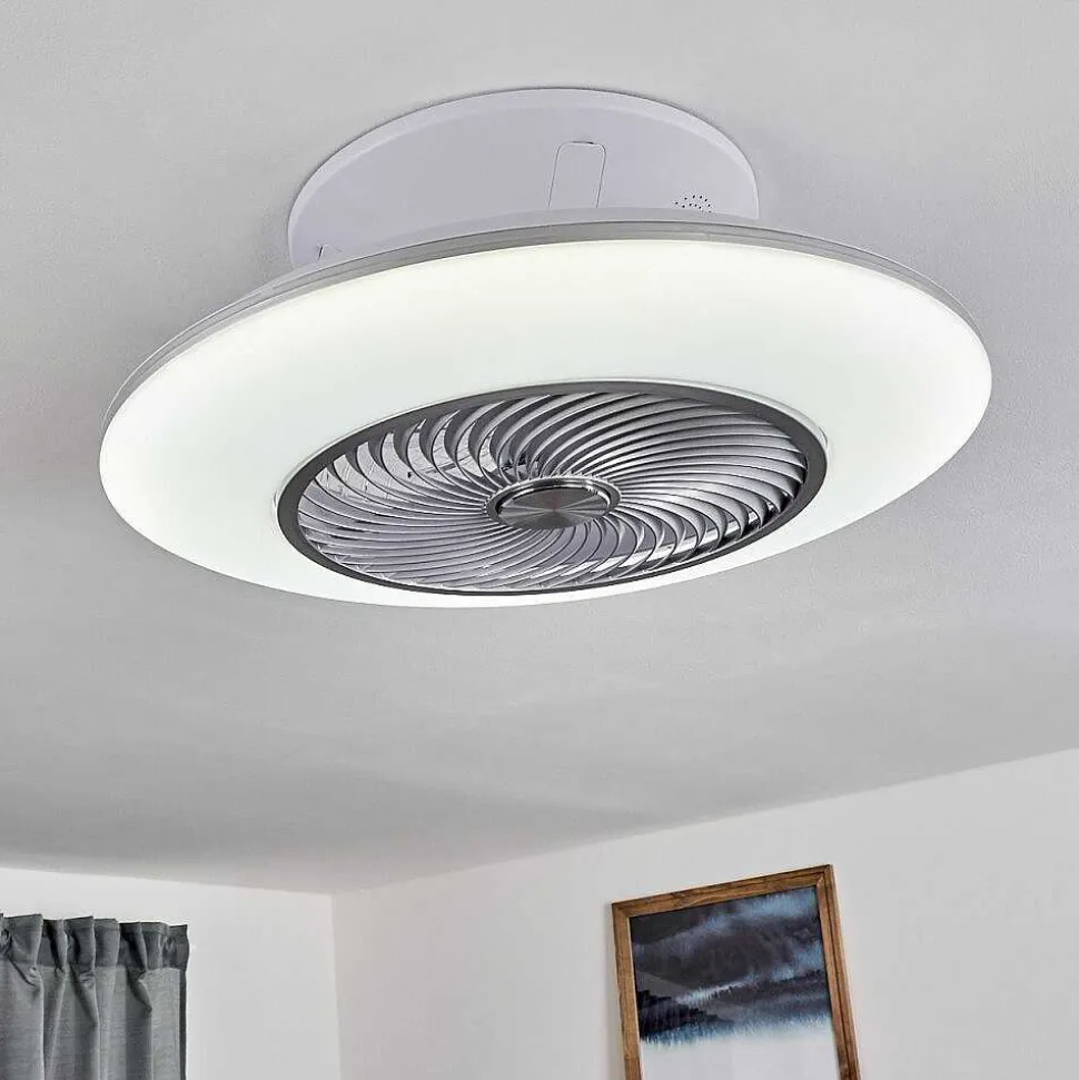 Ventilateur De Plafond Nagoya Led Blanc, 1 Lumiere, Telecommandes