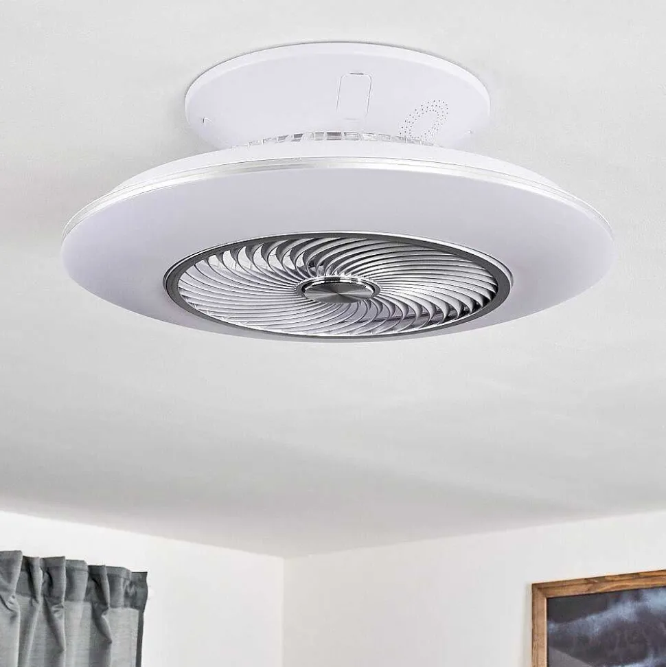 Ventilateur De Plafond Nagoya Led Blanc, 1 Lumiere, Telecommandes