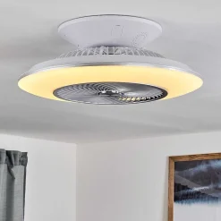 Ventilateur De Plafond Nagoya Led Blanc, 1 Lumiere, Telecommandes