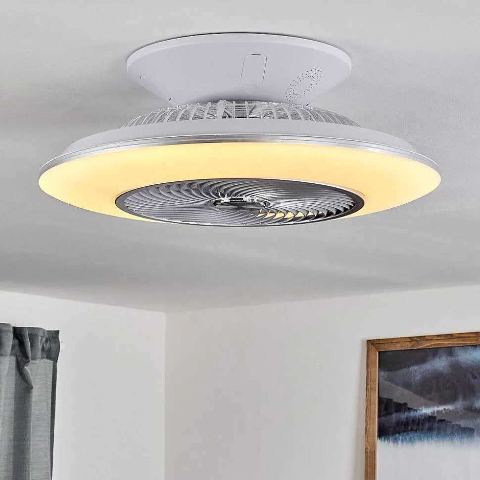 Ventilateur De Plafond Nagoya Led Blanc, 1 Lumiere, Telecommandes