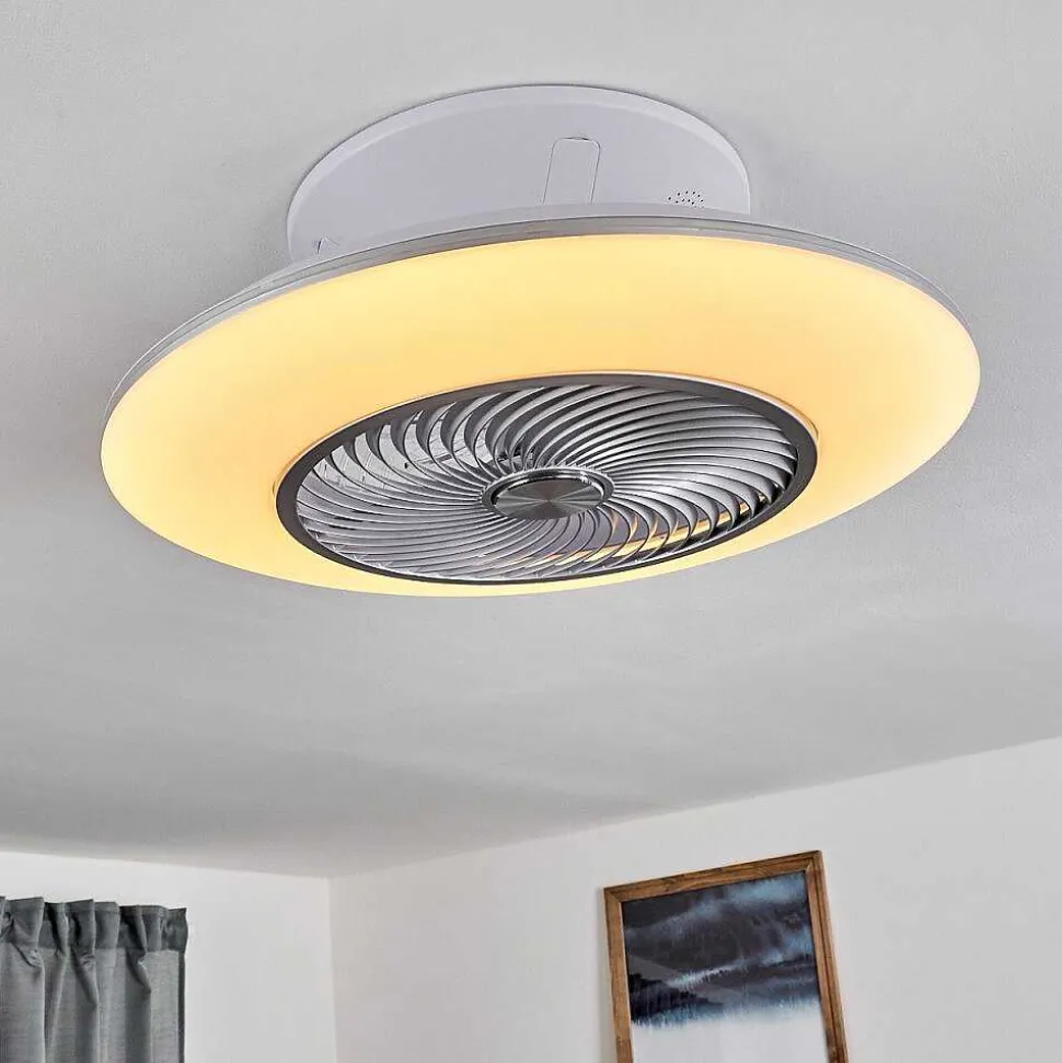 Ventilateur De Plafond Nagoya Led Blanc, 1 Lumiere, Telecommandes