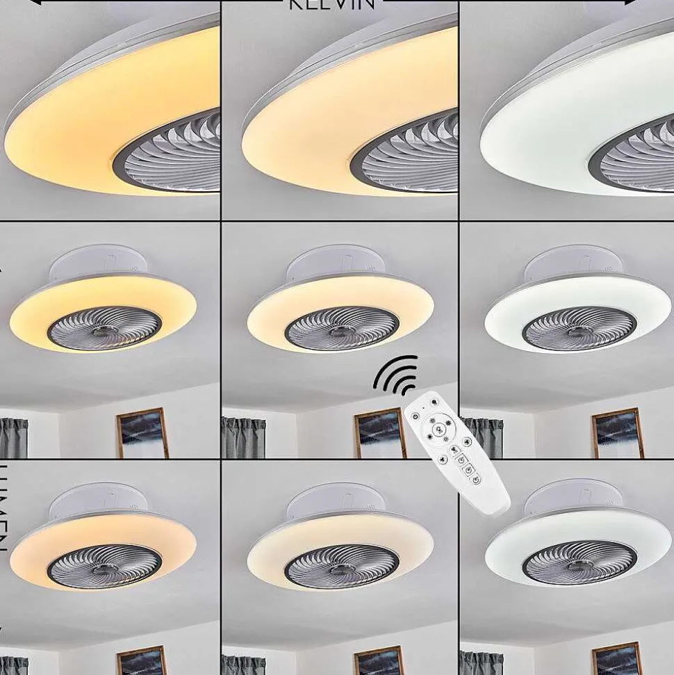 Ventilateur De Plafond Nagoya Led Blanc, 1 Lumiere, Telecommandes