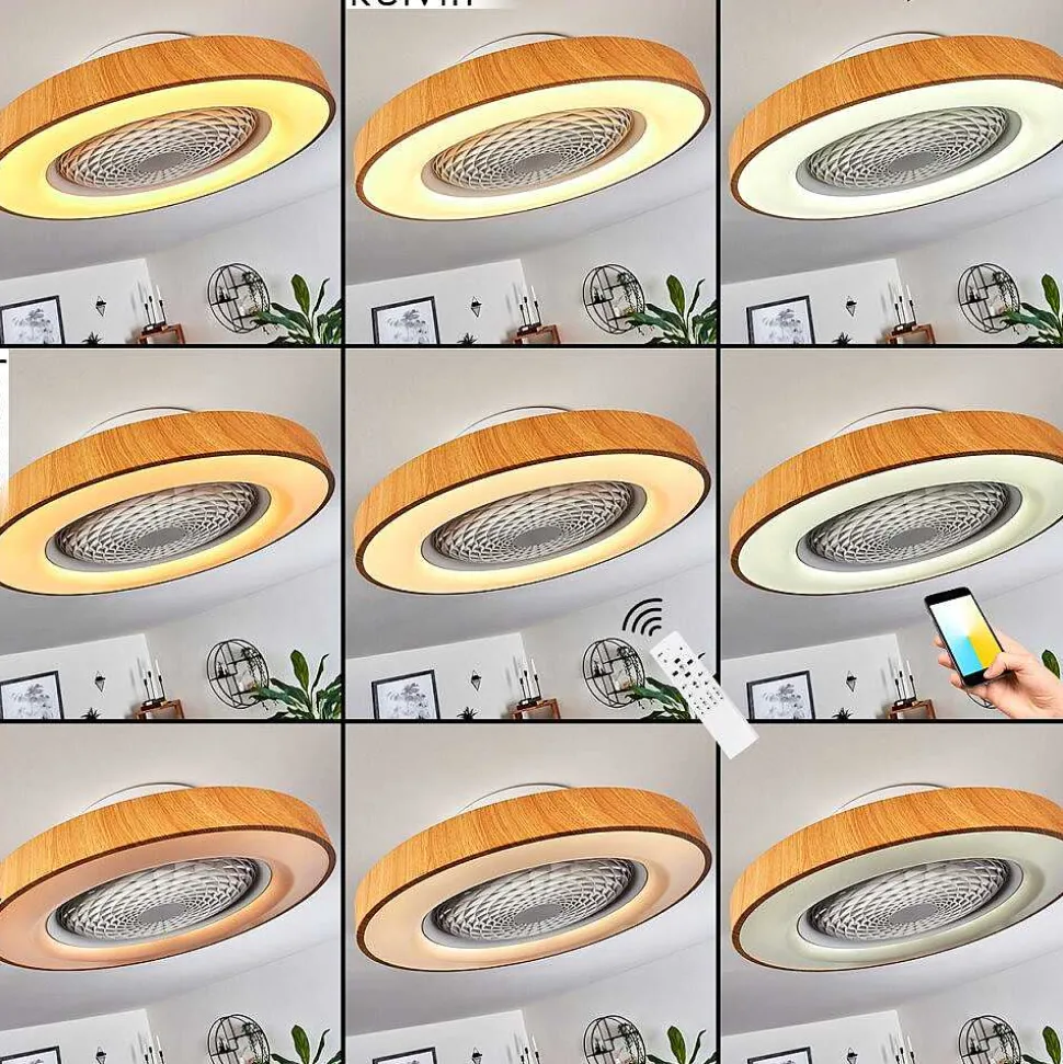 Ventilateur De Plafond Penon Led Blanc, 1 Lumiere, Telecommandes