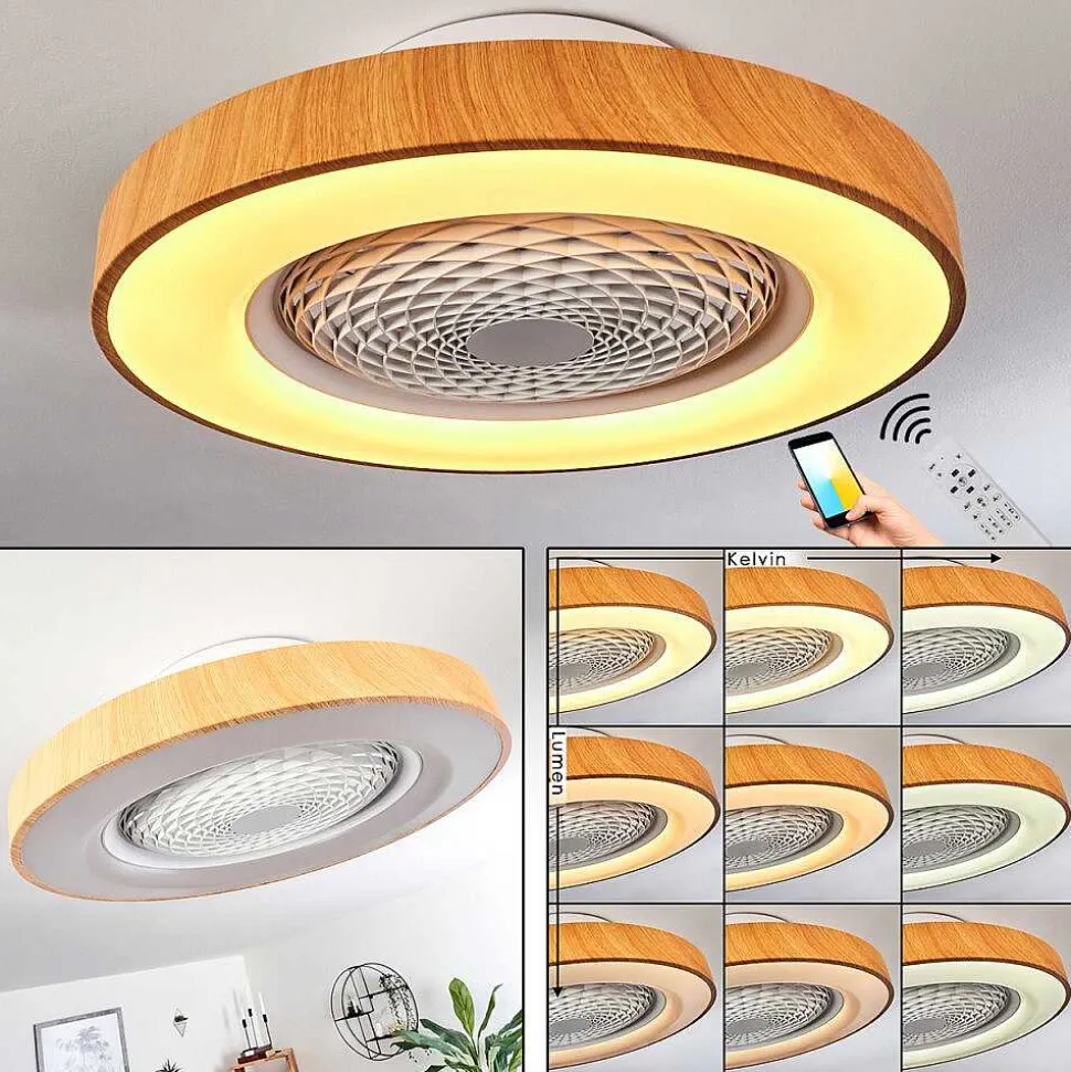 Ventilateur De Plafond Penon Led Blanc, 1 Lumiere, Telecommandes