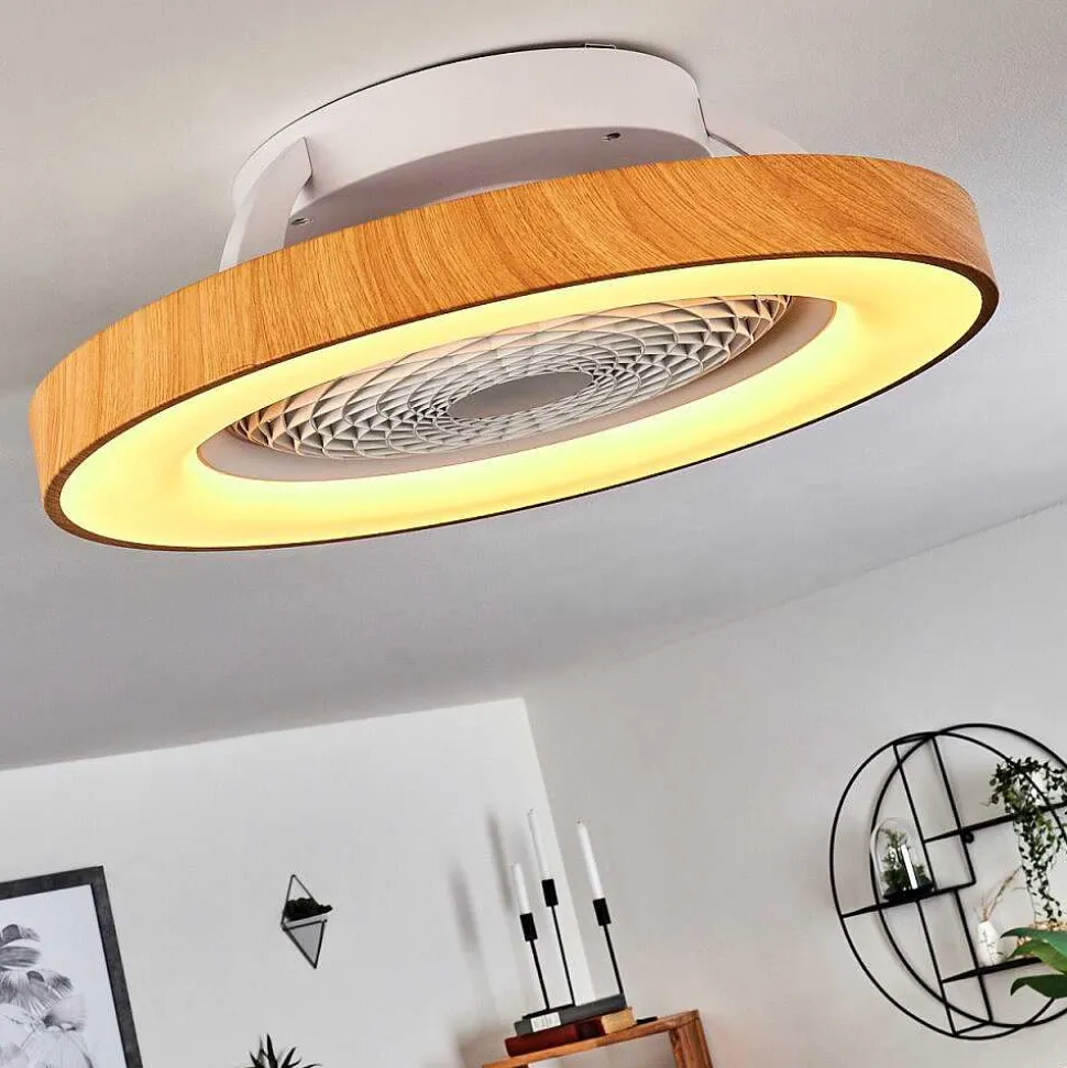 Ventilateur De Plafond Penon Led Blanc, 1 Lumiere, Telecommandes