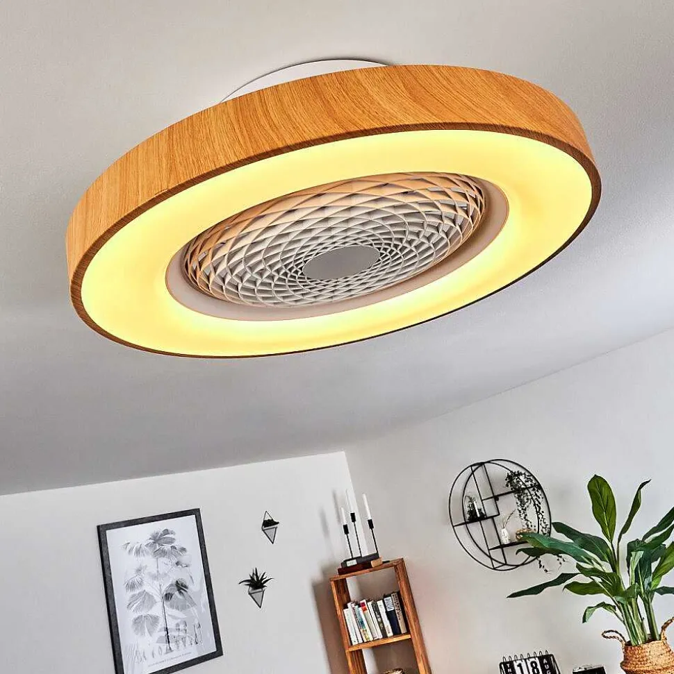 Ventilateur De Plafond Penon Led Blanc, 1 Lumiere, Telecommandes